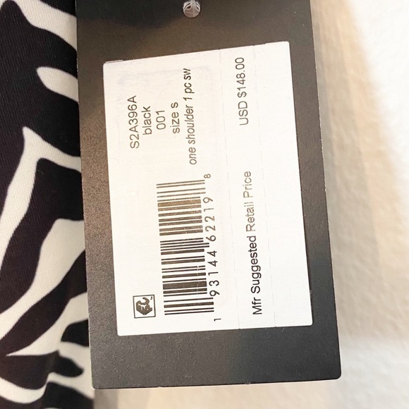 Kate Spade Zebra Stripe One Shoulder One Piece Swimsuit - Picture 3 of 3